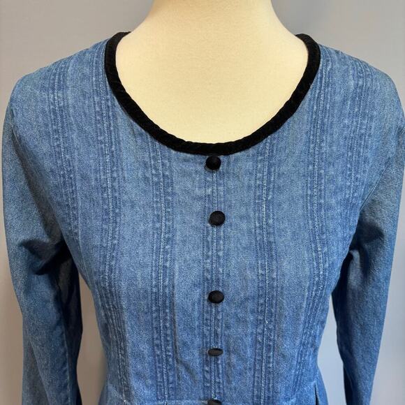 Y2K retro denim long sleeve vintage dress, size 8 - Picture 4 of 7